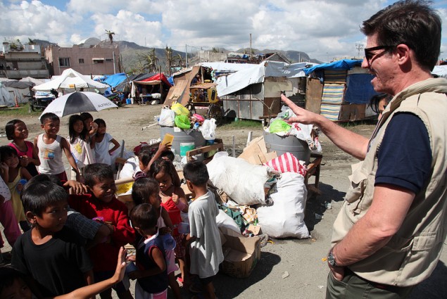 DAA Greg Beck greets the children of Typhoon Yolanda/Haiyan affected families